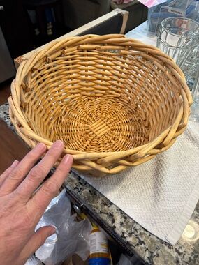 Handwoven Natural Wicker Round Basket - Natural Color
